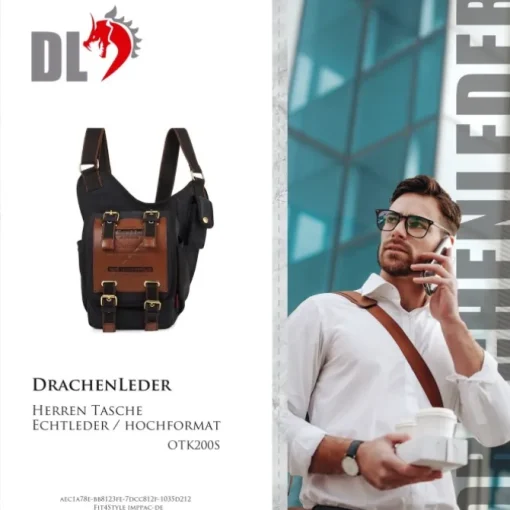 Canvas schwarz Crossbody Messengerbag OTK200S