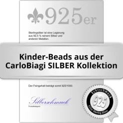 Carlo Biagi Kidz Bead Herz gelb 925 Beads für Armband KBE021