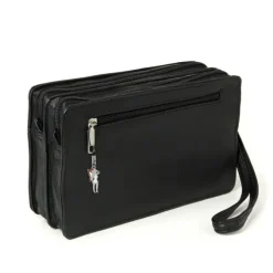 DracheLeder Handgelenktasche schwarz Leder Handytasche Herrentasche OTJ500S