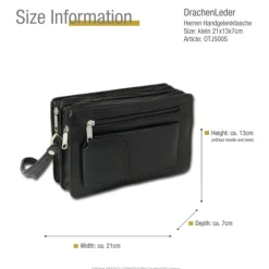 DracheLeder Handgelenktasche schwarz Leder Handytasche Herrentasche OTJ500S