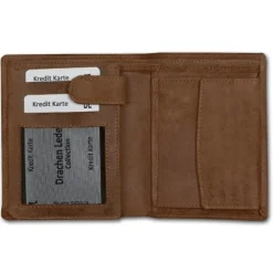 DrachenLeder Antikleder Portemonnaie braun Börse Brieftasche OPS108N