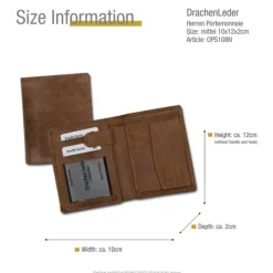 DrachenLeder Antikleder Portemonnaie braun Börse Brieftasche OPS108N