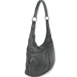 DrachenLeder Beuteltasche Kunstleder grau Hobo Bag Damen Handtasche OTS100K