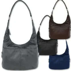 DrachenLeder Beuteltasche Kunstleder grau Hobo Bag Damen Handtasche OTS100K