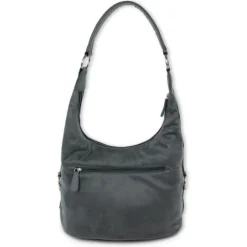DrachenLeder Beuteltasche Kunstleder grau Hobo Bag Damen Handtasche OTS100K