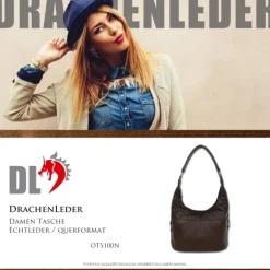 DrachenLeder Beuteltasche Kunstleder braun Damen Hobo Bag Handtasche OTS100N