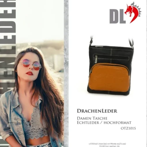 DrachenLeder Damen Handtasche Leder schwarz OTZ101S