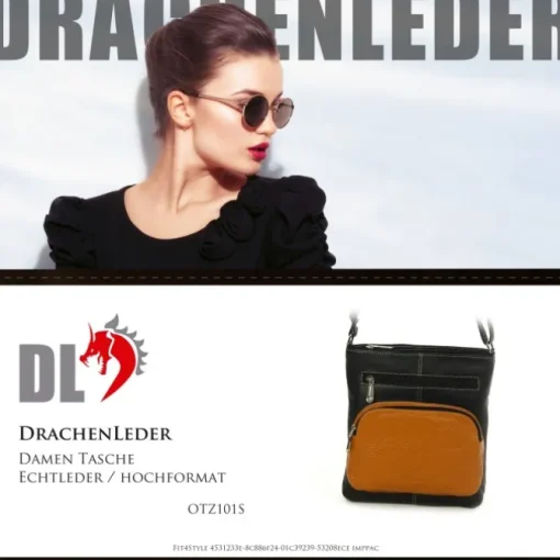 DrachenLeder Damen Handtasche Leder schwarz OTZ101S