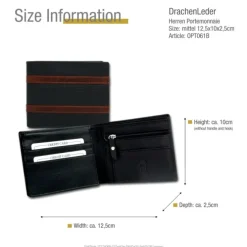 DrachenLeder dunkelblau Nappa-Leder Portemonnaie Brieftasche Herren OPT061B