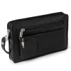 DrachenLeder Handgelenktasche Herren schwarz Echtleder Herrenhandtasche OTJ502S