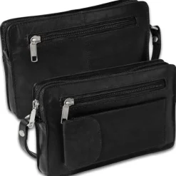 DrachenLeder Handgelenktasche Herren schwarz Echtleder Herrenhandtasche OTJ502S