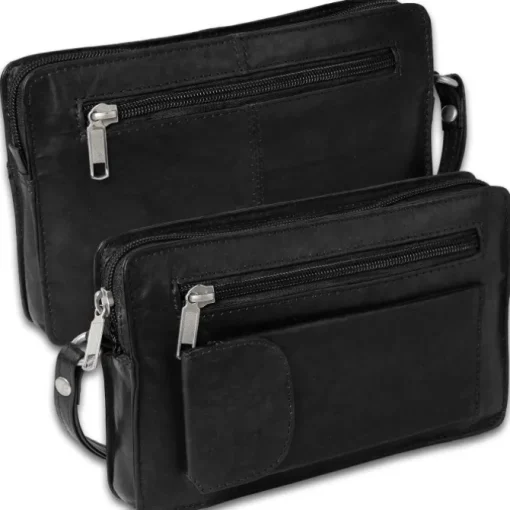 DrachenLeder Handgelenktasche Herren schwarz Echtleder Herrenhandtasche OTJ502S