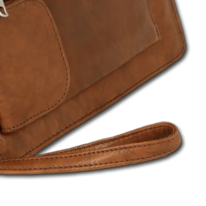 DrachenLeder Handgelenktasche Leder tan braun Herrentasche Handyfach OTJ512C