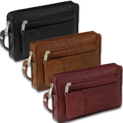 DrachenLeder Handgelenktasche Herren braun Echtleder Herrenhandtasche OTJ502N