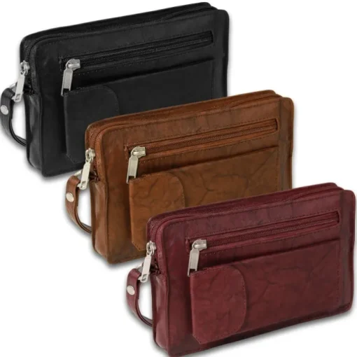 DrachenLeder Handgelenktasche Herren braun Echtleder Herrenhandtasche OTJ502N
