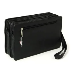 DrachenLeder Handgelenktasche Leder schwarz Herrentasche Smartphonefach OTJ512S