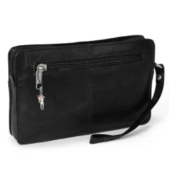 DrachenLeder Handgelenktasche Herren schwarz Echtleder Herrenhandtasche OTJ502S