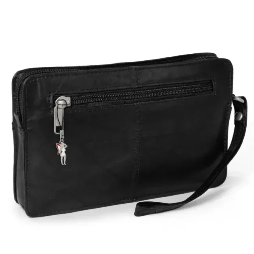 DrachenLeder Handgelenktasche Herren schwarz Echtleder Herrenhandtasche OTJ502S