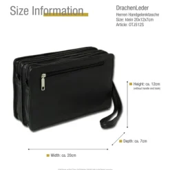 DrachenLeder Handgelenktasche Leder schwarz Herrentasche Smartphonefach OTJ512S