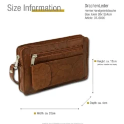 DrachenLeder Handgelenktasche Leder tan braun Handytasche Herrentasche OTJ502C