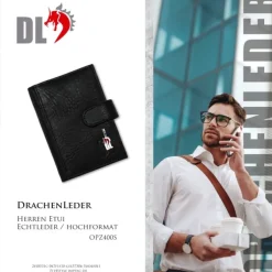 DrachenLeder Kreditkartenetui Visitenkartenetui Etui Echtleder schwarz OPZ400S
