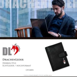 DrachenLeder Kreditkartenetui Visitenkartenetui Etui Echtleder schwarz OPZ400S