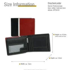 DrachenLeder schwarz Echtleder Portemonnaie Brieftasche Herren OPT041R