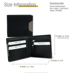 DrachenLeder schwarz Echtleder Portemonnaie Brieftasche Herren OPT002S