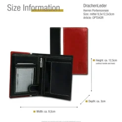 DrachenLeder schwarz Echtleder Portemonnaie Brieftasche Herren OPT042R