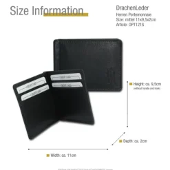 DrachenLeder schwarz Echtleder Portemonnaie Brieftasche Herren OPT121S