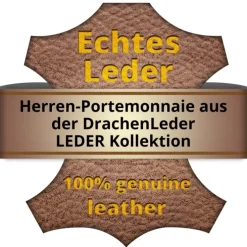 DrachenLeder schwarz Echtleder Portemonnaie Brieftasche Herren OPT042R