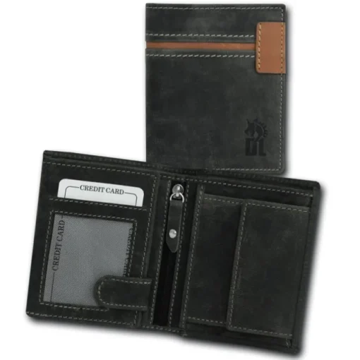 DrachenLeder Vintage grau, braun Echtleder Portemonnaie Brieftasche Herren OPT082K
