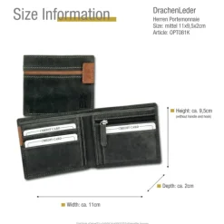 DrachenLeder Vintage grau, braun Echtleder Portemonnaie Brieftasche Herren OPT081K