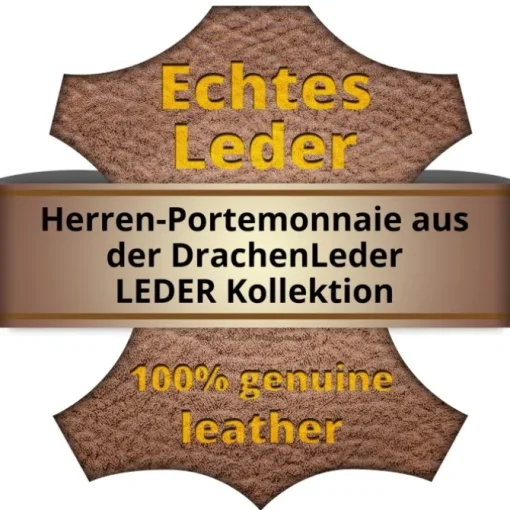 DrachenLeder Vintage grau, braun Echtleder Portemonnaie Brieftasche Herren OPT082K