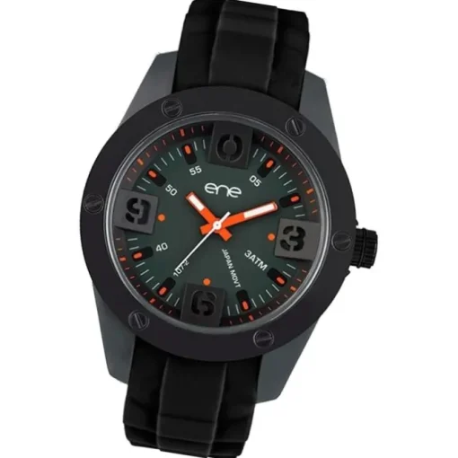 Ene Watch Modell 107 Man, schwarz, 48mm, Silikon-Armband UE72548