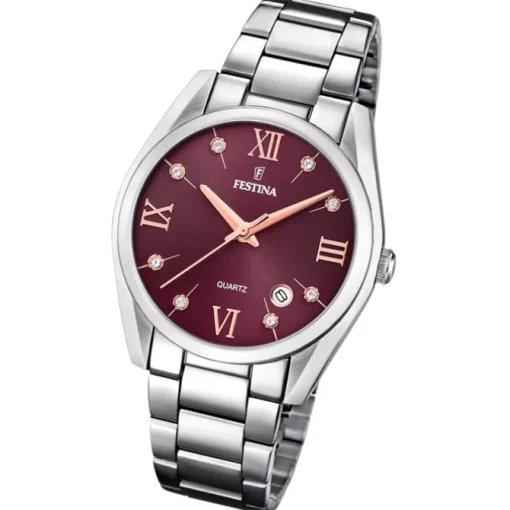 Festina Damen Armbanduhr Boyfriend F16790/E Quarz Edelstahl silber UF16790/E