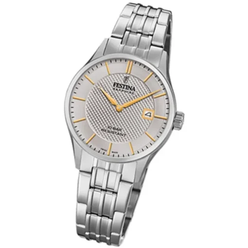 Festina Damen Armbanduhr Swiss Made F20006/2 Quarz Edelstahl silber UF20006/2