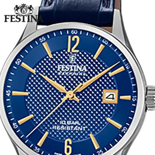 Festina Damen Armbanduhr Swiss Made F20009/3 Quarz Leder blau UF20009/3