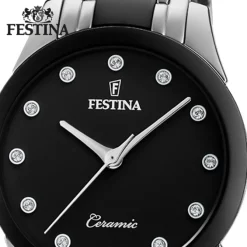 Festina Damen Armbanduhr F20499/3 Edelstahl Keramik silber schwarz UF20499/3