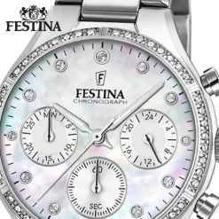 Festina Damen Armbanduhr Boyfriend F20401/1 Quarz Edelstahl silber UF20401/1