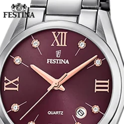 Festina Damen Armbanduhr Boyfriend F16790/E Quarz Edelstahl silber UF16790/E