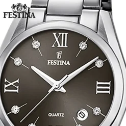 Festina Damen Armbanduhr Boyfriend F16790/F Quarz Edelstahl silber UF16790/F