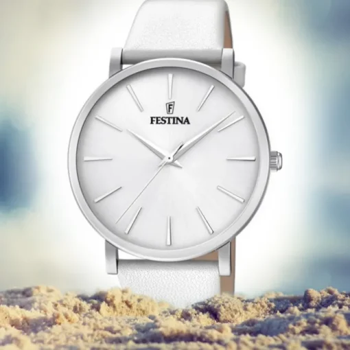 Festina Damen Armbanduhr Boyfriend F20371/1 Quarz Leder weiß UF20371/1