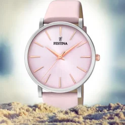 Festina Damen Armbanduhr Boyfriend F20371/2 Quarz Leder rose UF20371/2