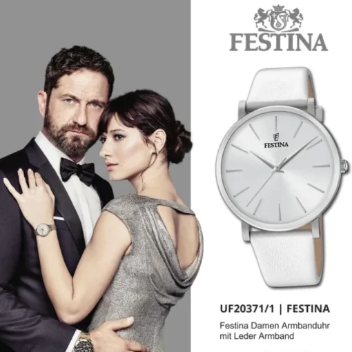 Festina Damen Armbanduhr Boyfriend F20371/1 Quarz Leder weiß UF20371/1