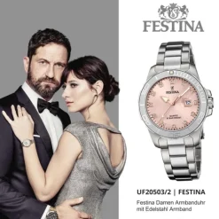 Festina Damen Armbanduhr Boyfriend F20503/2 Analog Edelstahl silber UF20503/2