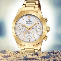 Festina Damen Armbanduhr Boyfriend F20400/1 Quarz Edelstahl gold UF20400/1