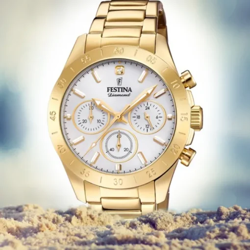 Festina Damen Armbanduhr Boyfriend F20400/1 Quarz Edelstahl gold UF20400/1