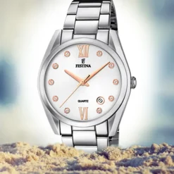 Festina Damen Armbanduhr Boyfriend F16790/A Quarz Edelstahl silber UF16790/A
