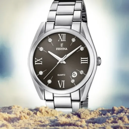 Festina Damen Armbanduhr Boyfriend F16790/F Quarz Edelstahl silber UF16790/F